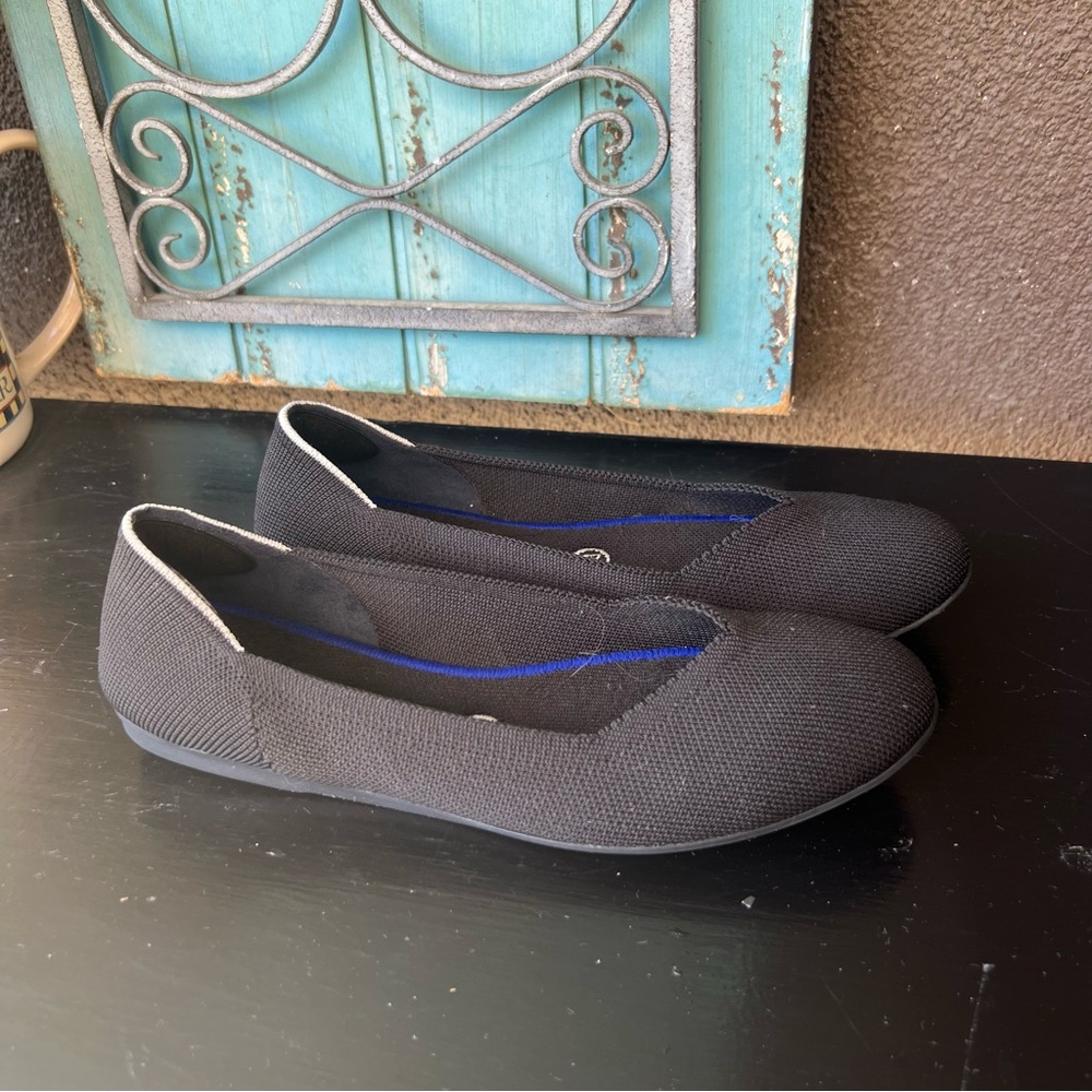 Rothy's The Flat Black Solid Slip On Ballet Shoes Women's Size US 8.5